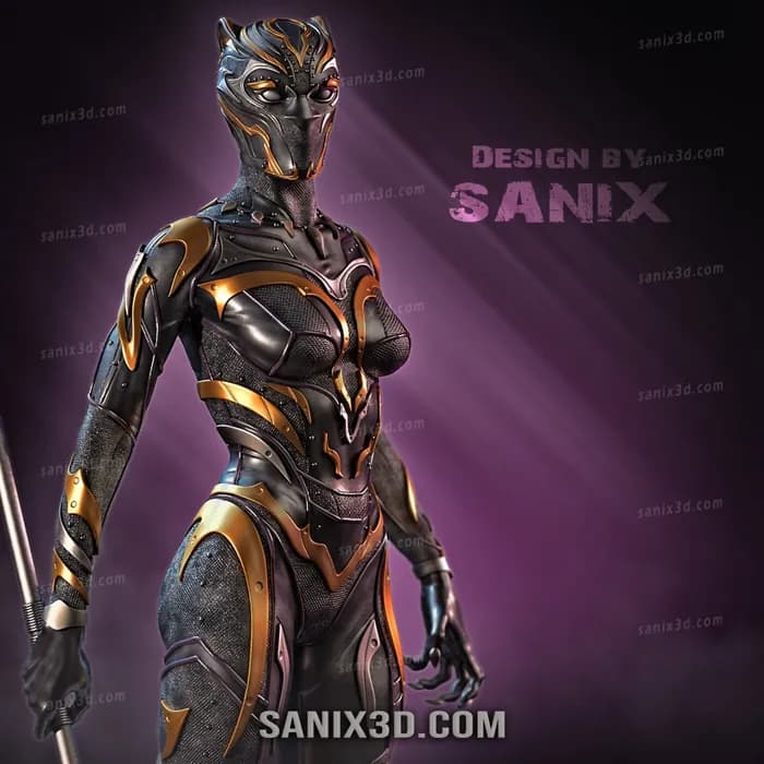 STL - Figura Pantera Negra Wakanda Forever render 2