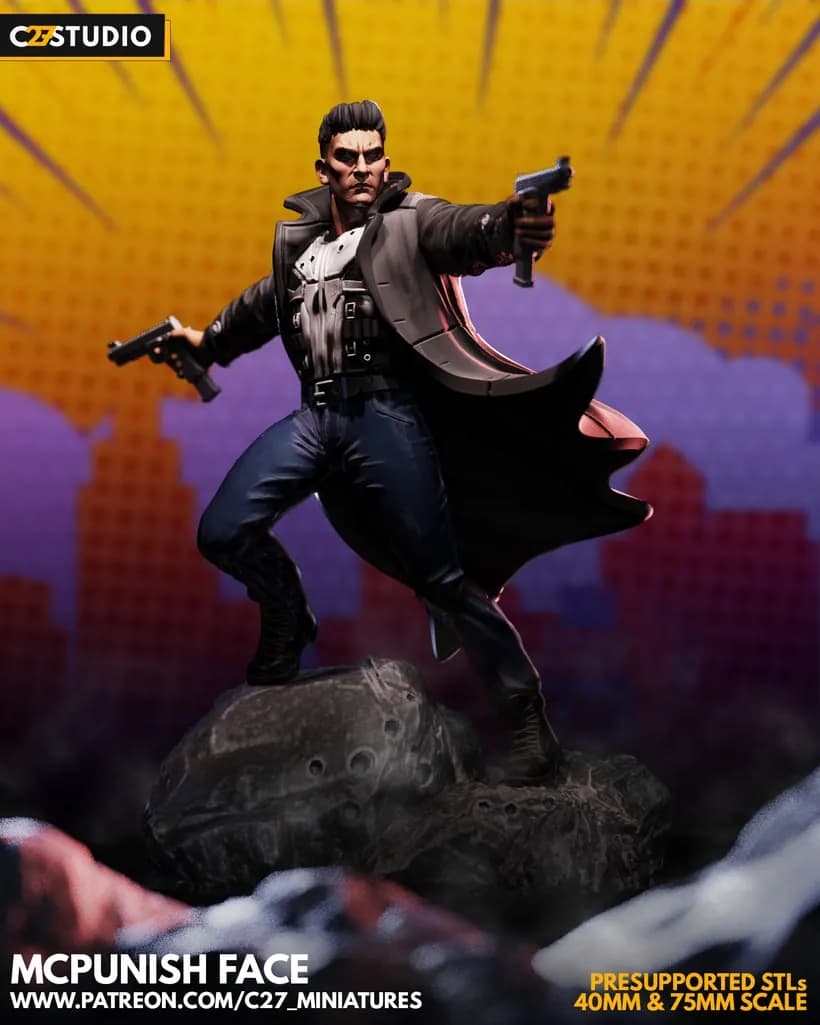 STL - Figura Punisher McPunish Face render 1