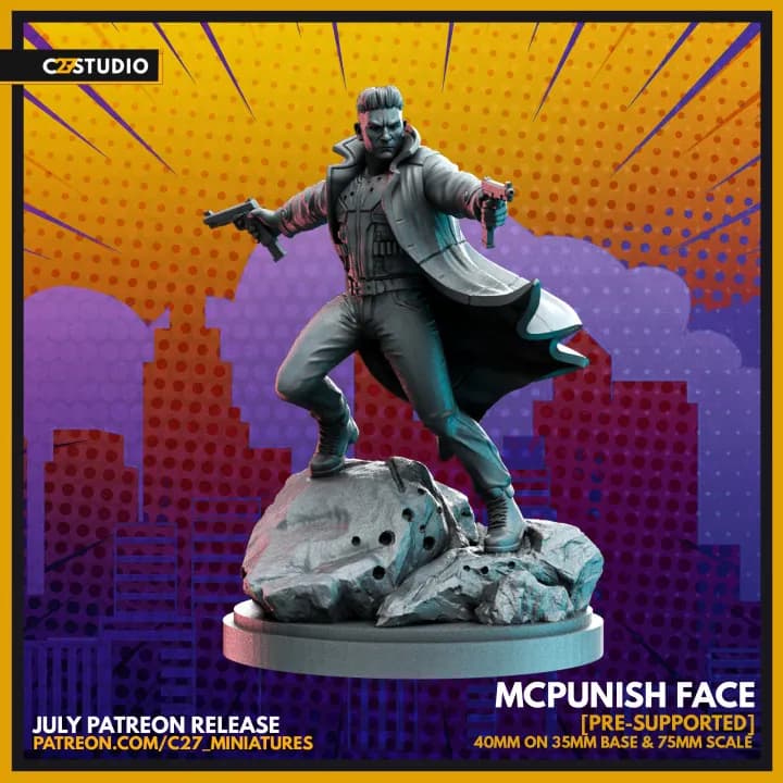 STL - Figura Punisher McPunish Face render 2