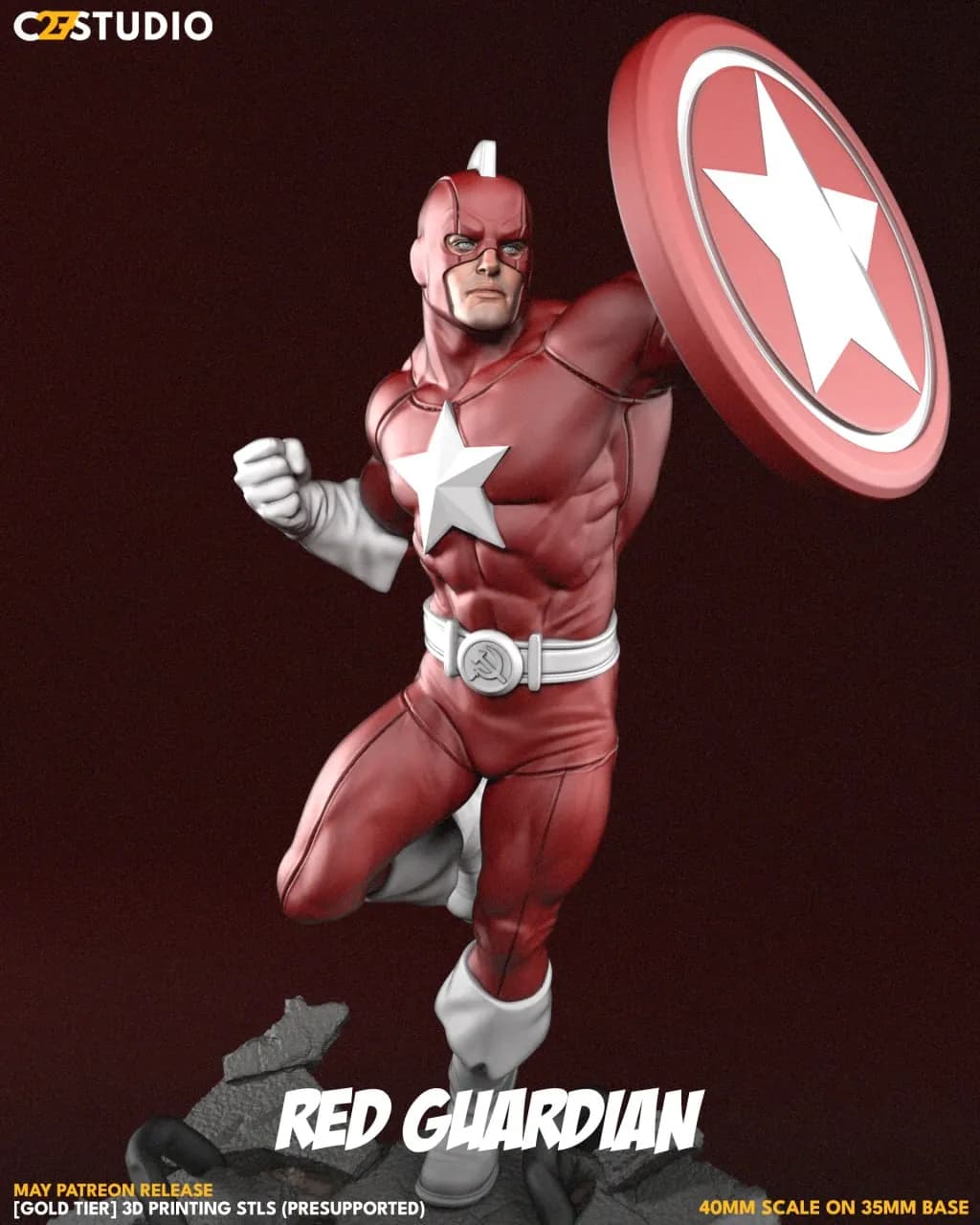 STL - figura red guardian héroe render 1