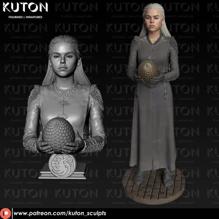 STL - Rhaenyra Targaryen Figure with Dragon Egg