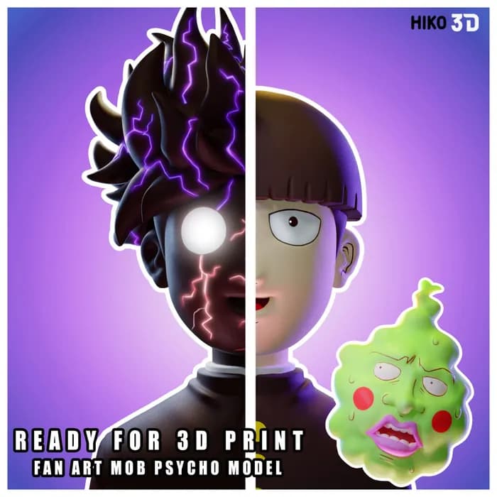 STL - Figura Shigeo Kageyama Mob Psycho 100 render 5