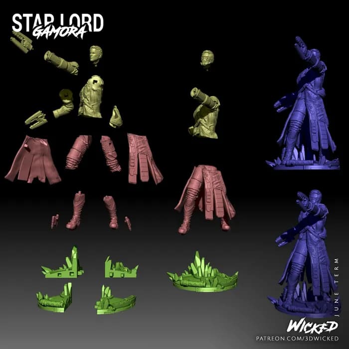STL - Figura Star Lord Guardianes de la Galaxia render 2