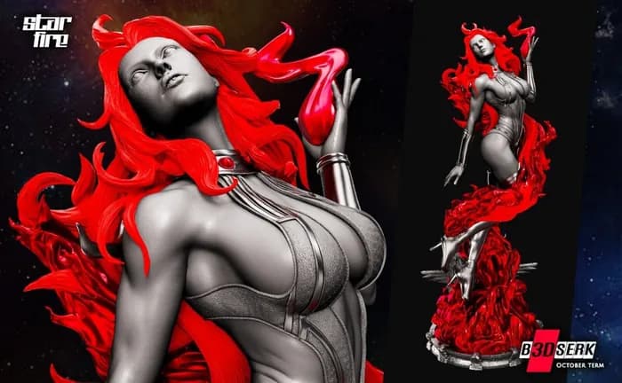 STL - Figura Starfire con temática de fuego render 2