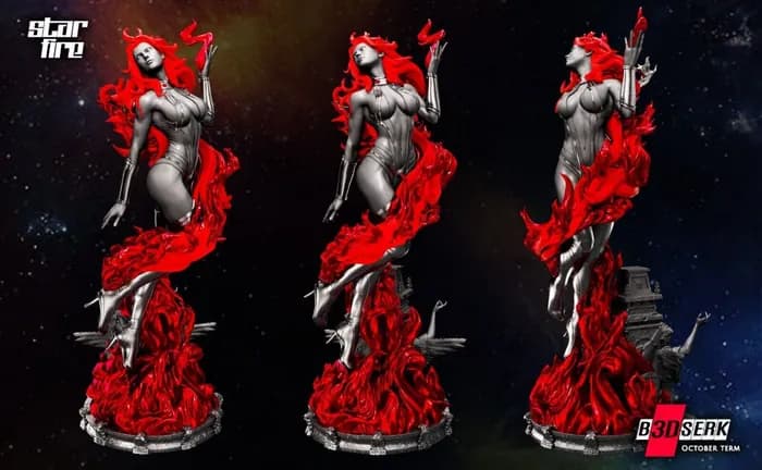 STL - Figura Starfire con temática de fuego render 3