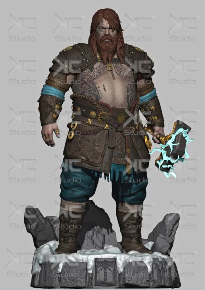 STL - Figura Thor Dios de la Guerra Ragnarok render 2