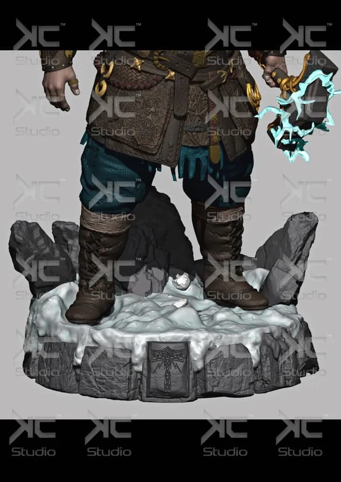 STL - Figura Thor Dios de la Guerra Ragnarok render 3
