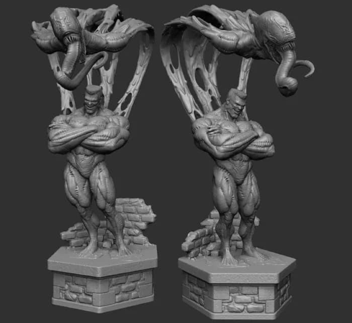 STL - Figura Venom musculoso con tentáculos render 2