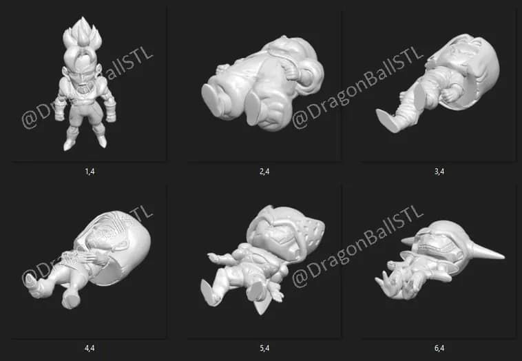 STL - Figuras de Dragon Ball Z estilo Chibi render 1