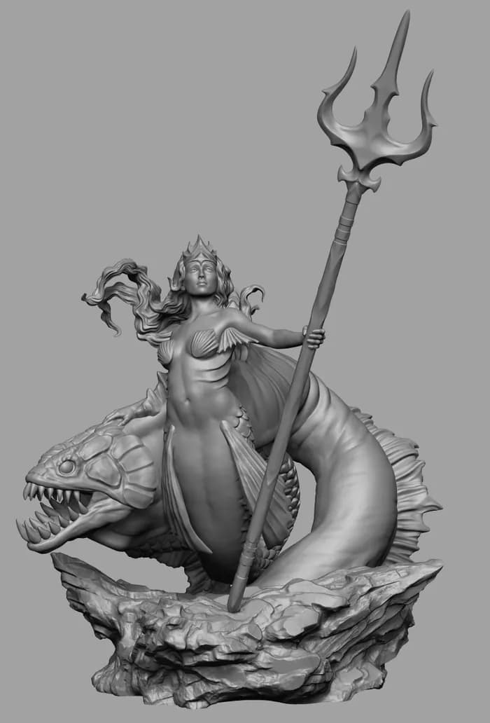 STL - Figuras de fantasía marina y tiburones render 2
