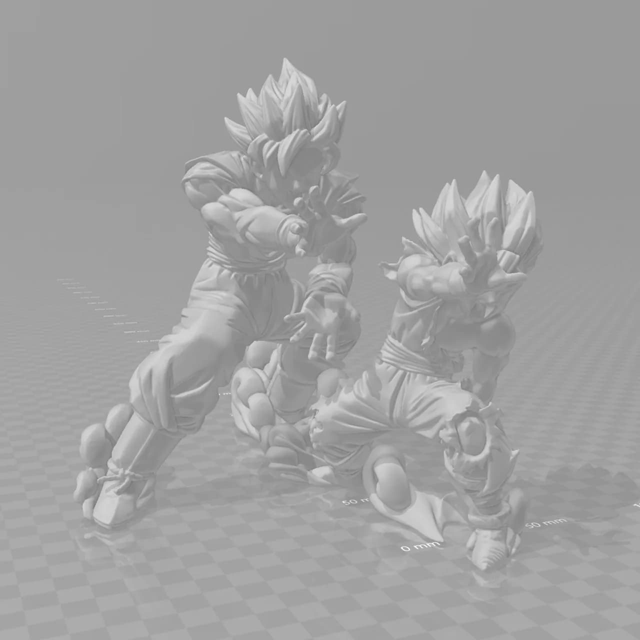 STL - Figuras de Goku y Gohan Super Saiyan render 1
