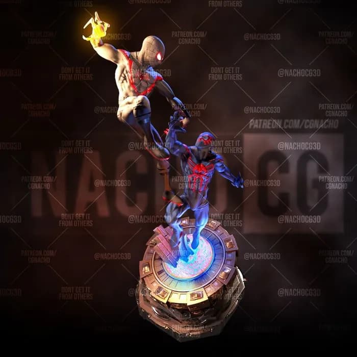 STL - Figuras Miles Morales vs Spider Man 2099 render 1