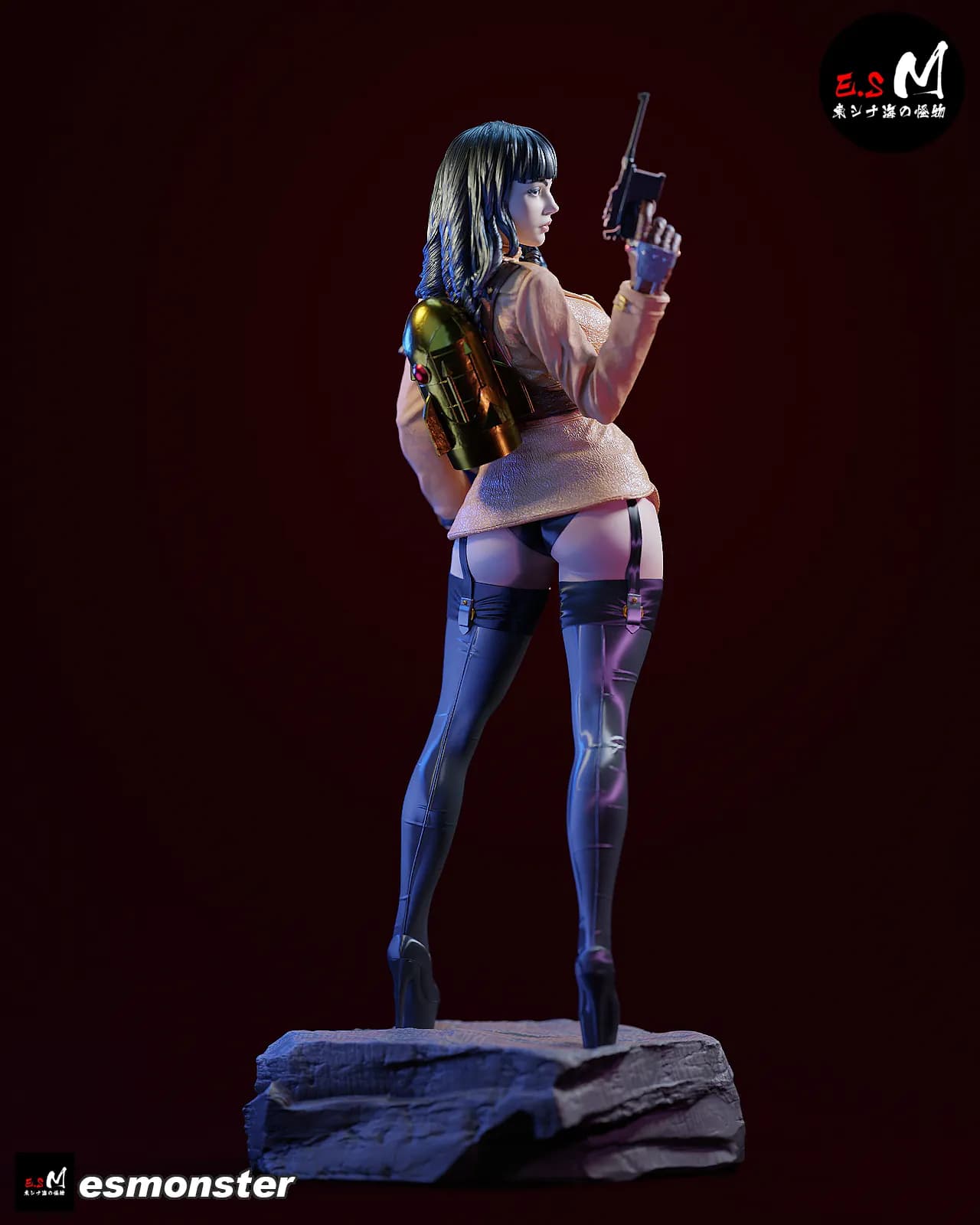STL - Figurina de mujer rocketeer con casco render 4