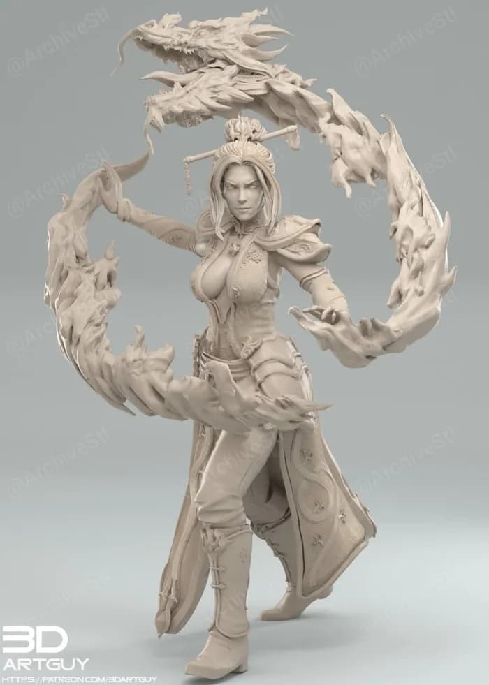 STL - fire dragon render 3