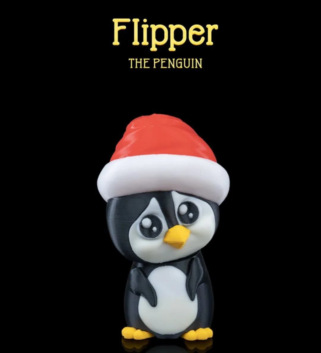 STL - Flipper el pingüino con gorro navideño render 1