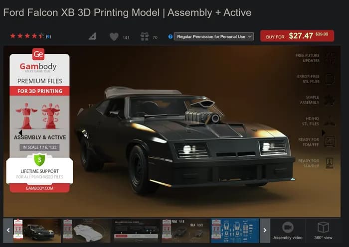 STL - Ford Falcon XB Interceptor de Mad Max render 1