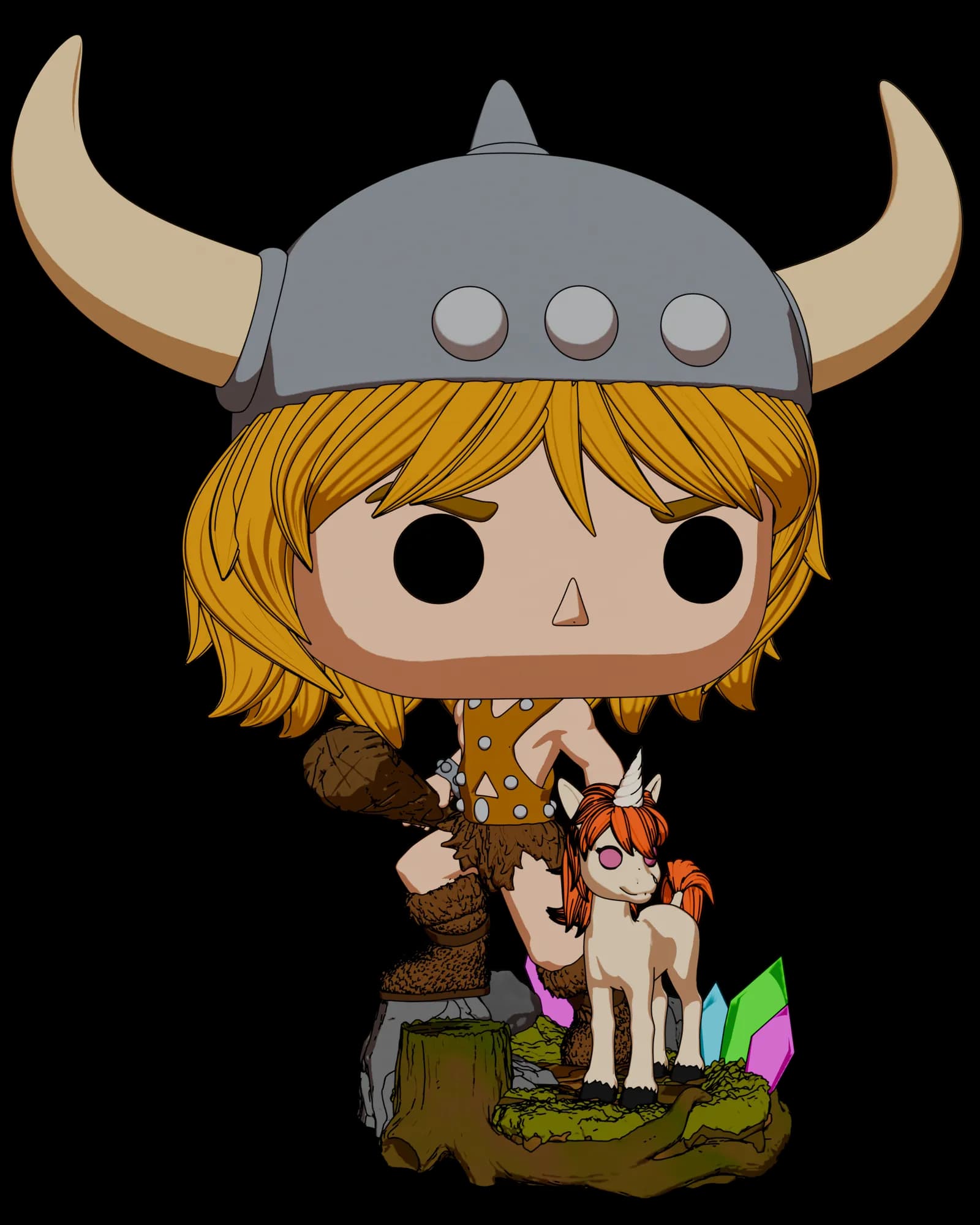 STL - Caveman with Unicorn Funko Chibi Figure