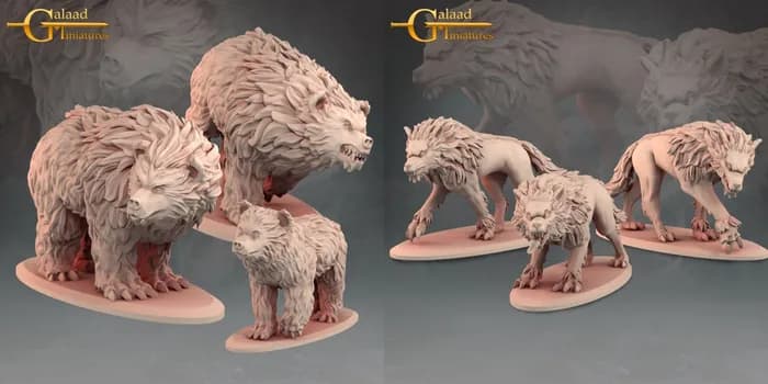 STL - galaad miniatures kickstarter into the woods beasts render 1