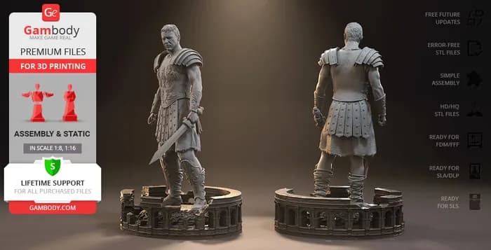 STL - gambody gladiator maximus fdm sls dlp sla render 2