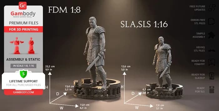 STL - gambody gladiator maximus fdm sls dlp sla render 4