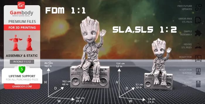 STL - gambody hello! groot 3d printing figurine render 2