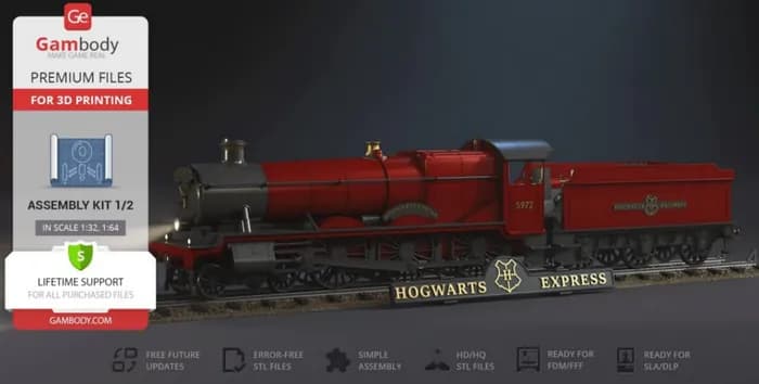 STL - gambody hogwarts express kit 1 steam locomotive render 1