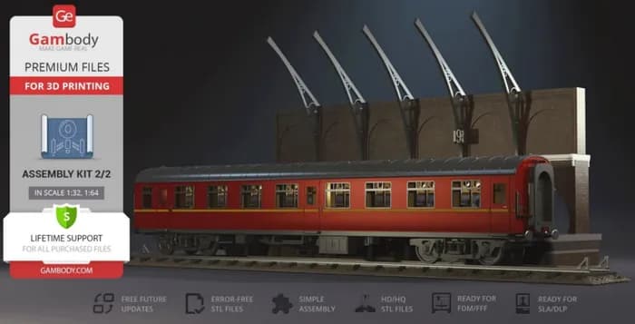 STL - gambody hogwarts express kit 2 wagon and platform render 1
