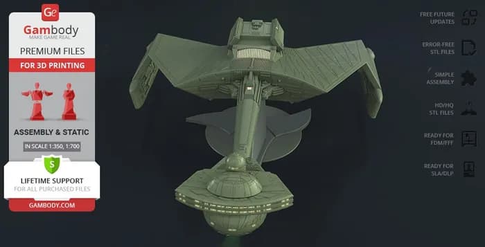 STL - gambody star trek klingon d7 battlecruiser sla render 3
