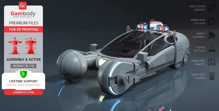 STL - gambody vehicle police spinner fdmsla