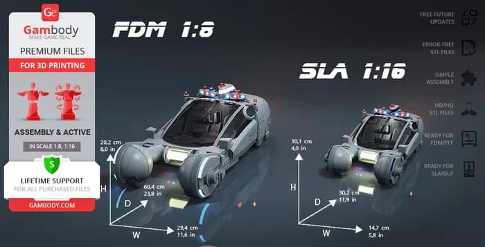 STL - gambody vehicle police spinner fdmsla render 3