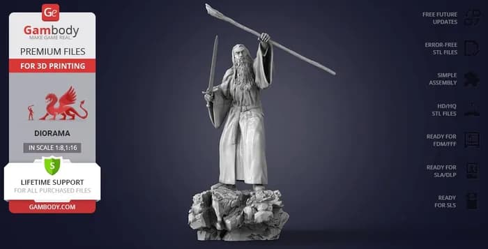 gandalf the grey 3d printing figurine in diorama