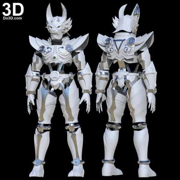 STL - garo mask helmet and full body armor render 1