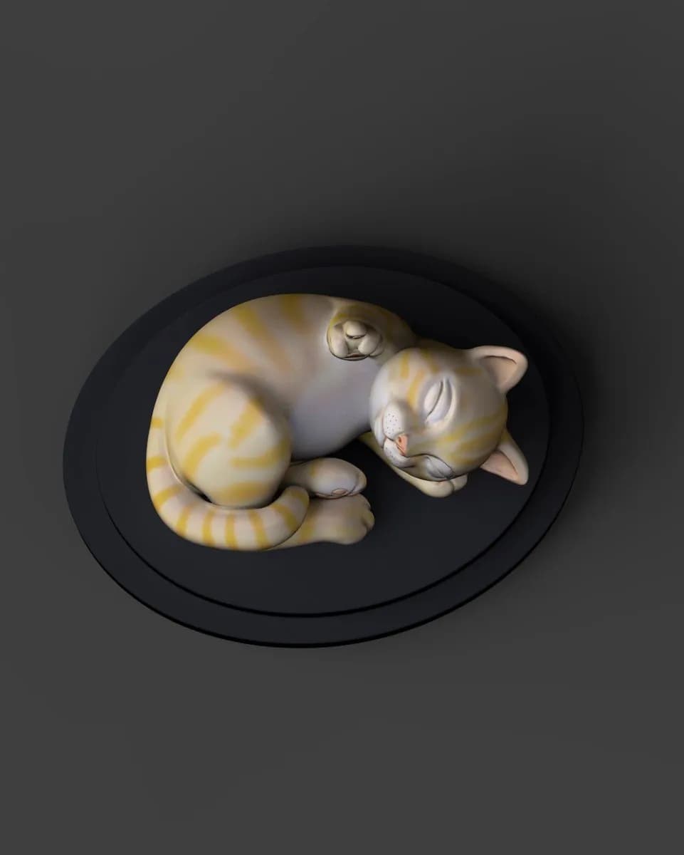 STL - Gato durmiente de dibujos animados render 1