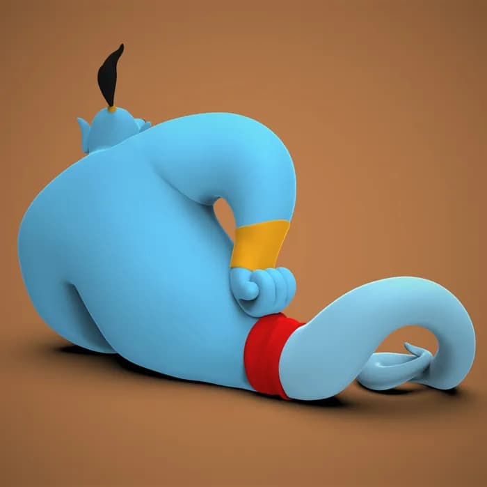 STL - genie pose 1 (laying down) render 2