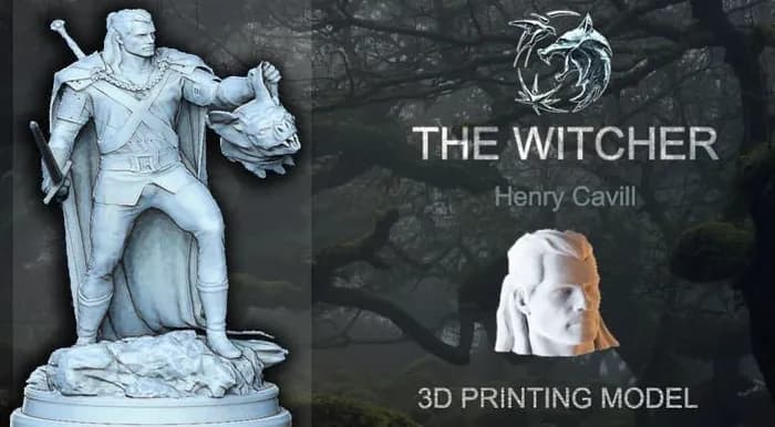 STL - geralt of rivia the witcher henry cavill render 2