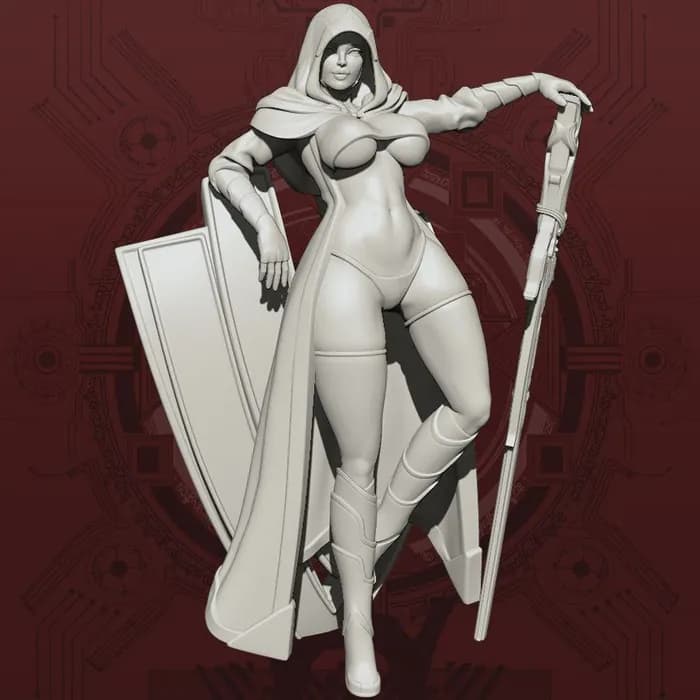 STL - glamorous machine mage mese gear pinup display model render 1