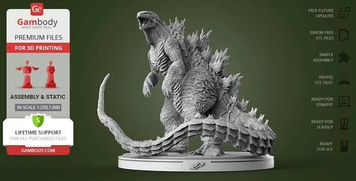 STL - godzilla extreme 3d printing figurine