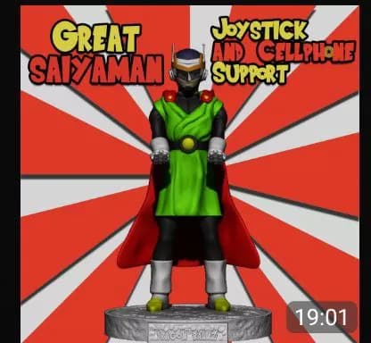 STL - gohan great saiyaman joystick and celphone support render 1