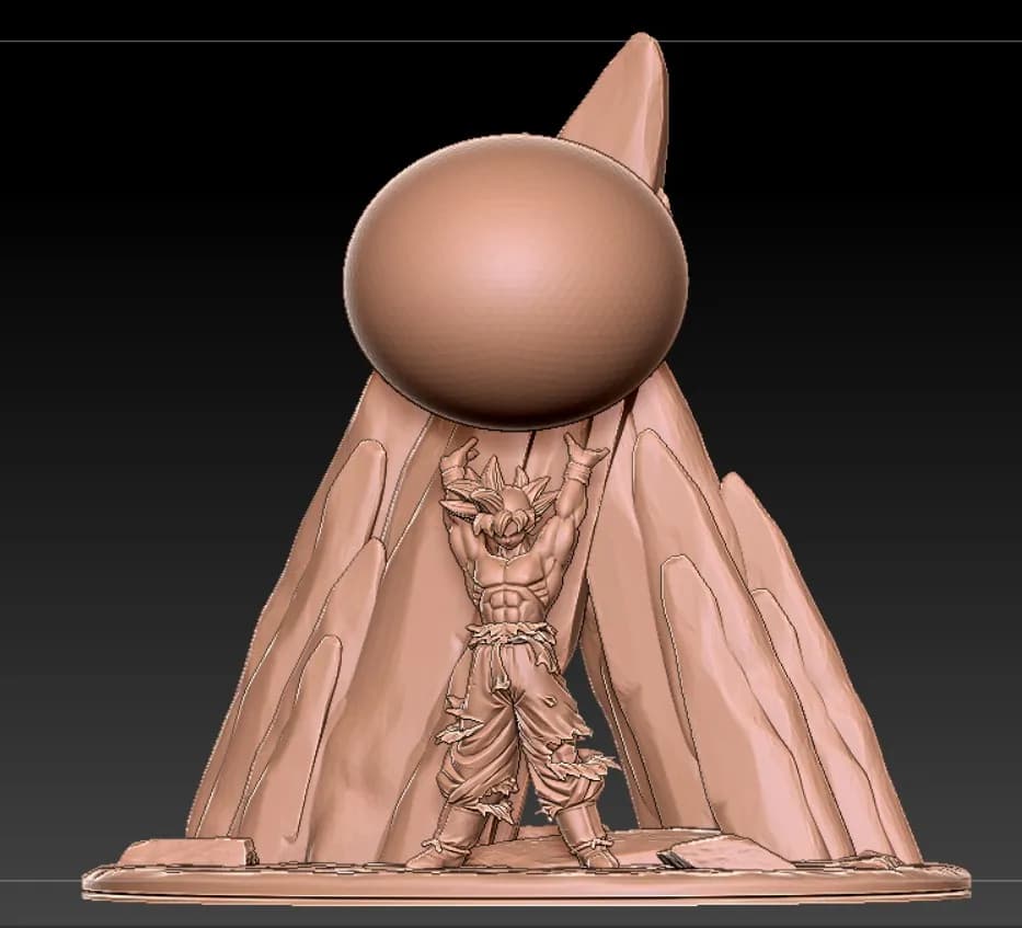 STL - Goku Kamehameha con esfera de energía render 2