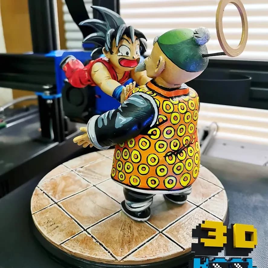 STL - Goku y Anciano Tortuga Estilo Anime render 2