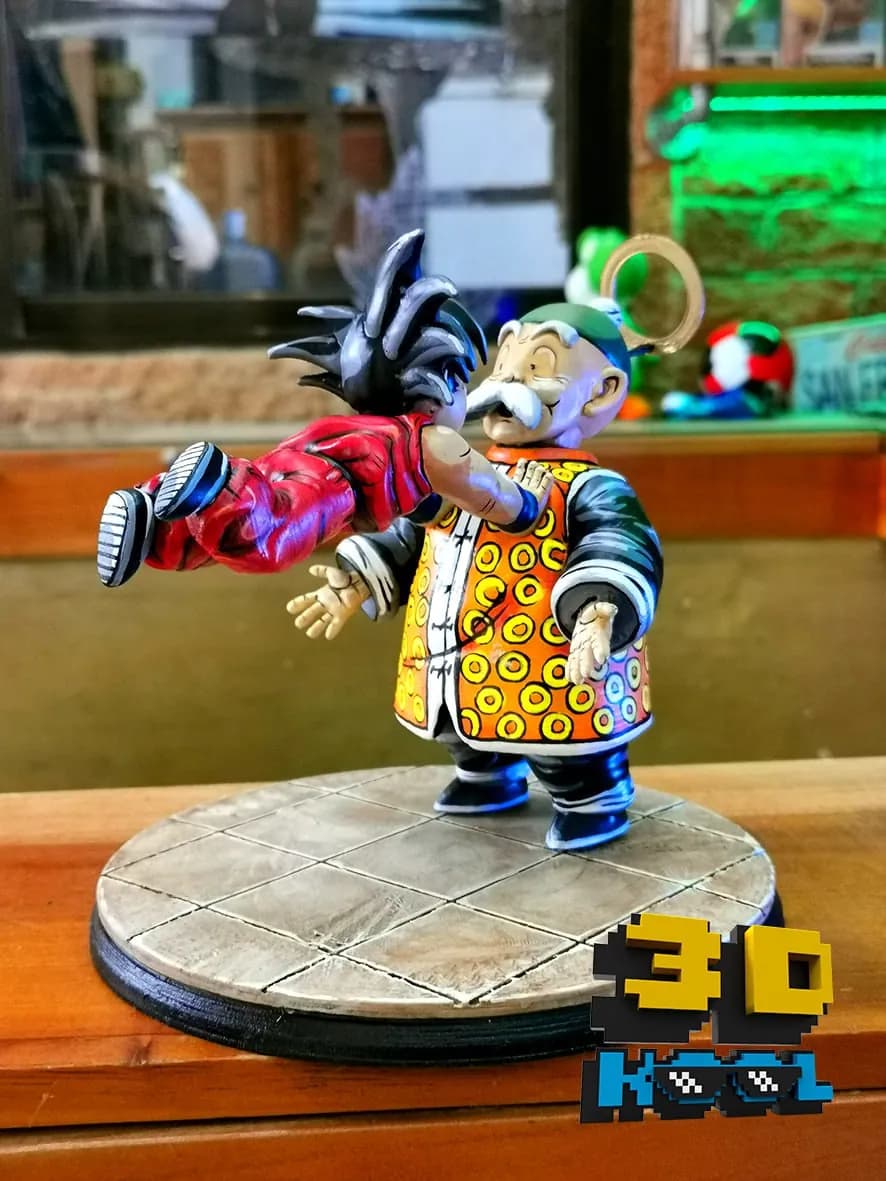 STL - Goku y Anciano Tortuga Estilo Anime render 3
