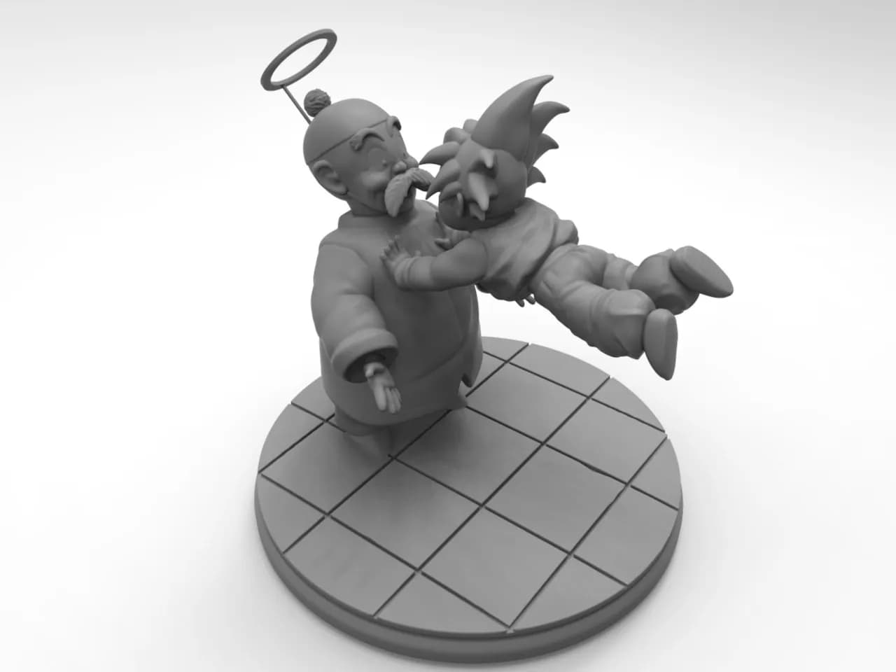 STL - Goku y Anciano Tortuga Estilo Anime render 4