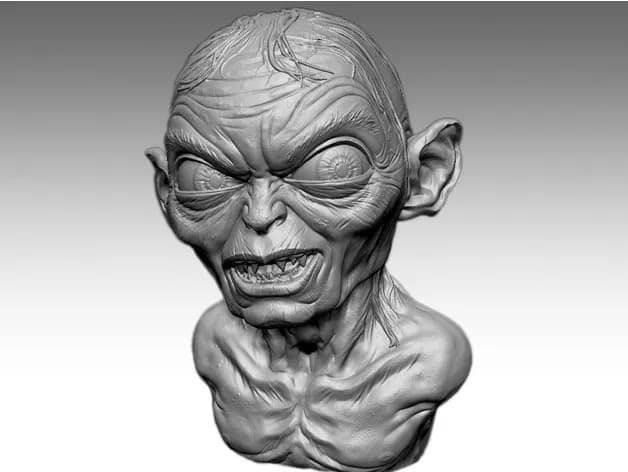 STL - gollum bust from lord of the rings render 1