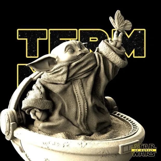 STL - grogu bust star wars 3d models 16 parts render 2