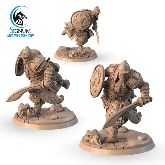 STL - Guerrero mongol con espada y escudo render 3