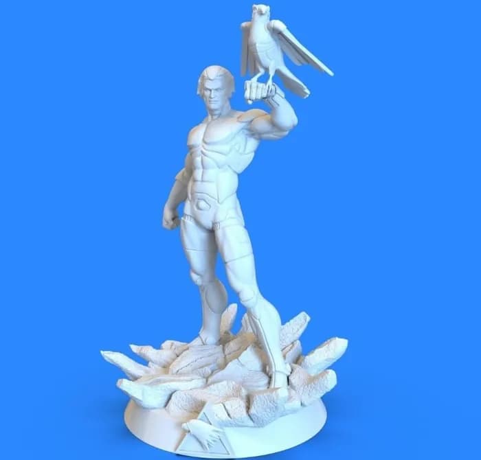 STL - Halcón Plateado con halcón en mano render 5