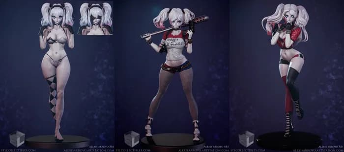 STL - harley quinn suicide squad sfw nsfw render 1