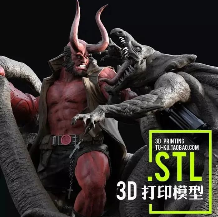 STL - hellboy fighting render 1
