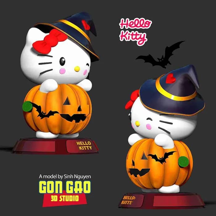 STL - hello kitty halloween custom render 2