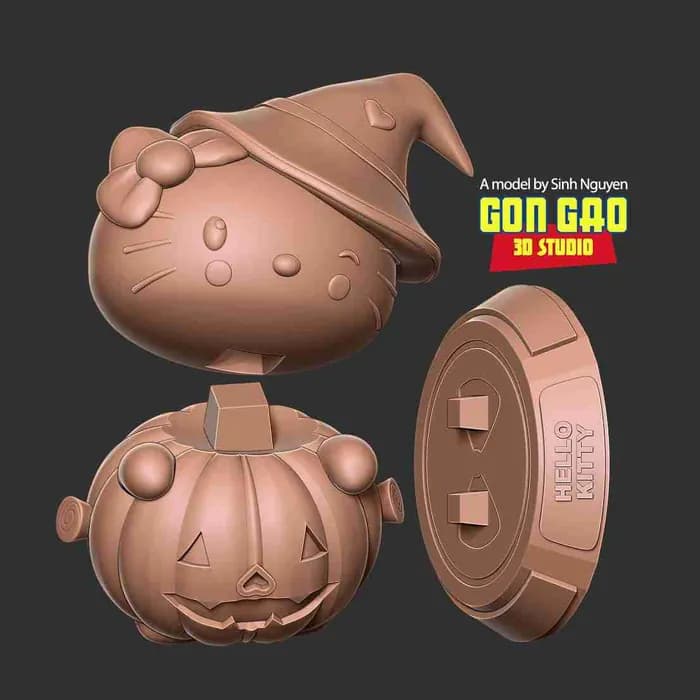STL - hello kitty halloween custom render 3